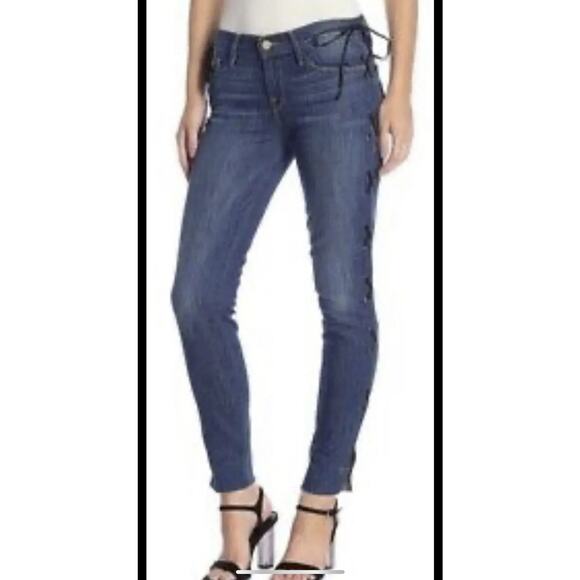 FRAME Denim - NWT FRAME Women’s Jeans Sz 27 Le Skinny De Lace-Up Raw Ankle Hem Dark Wash